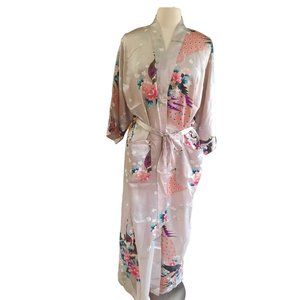 Old Shanghai Asian Peacock Design Kimono Robe